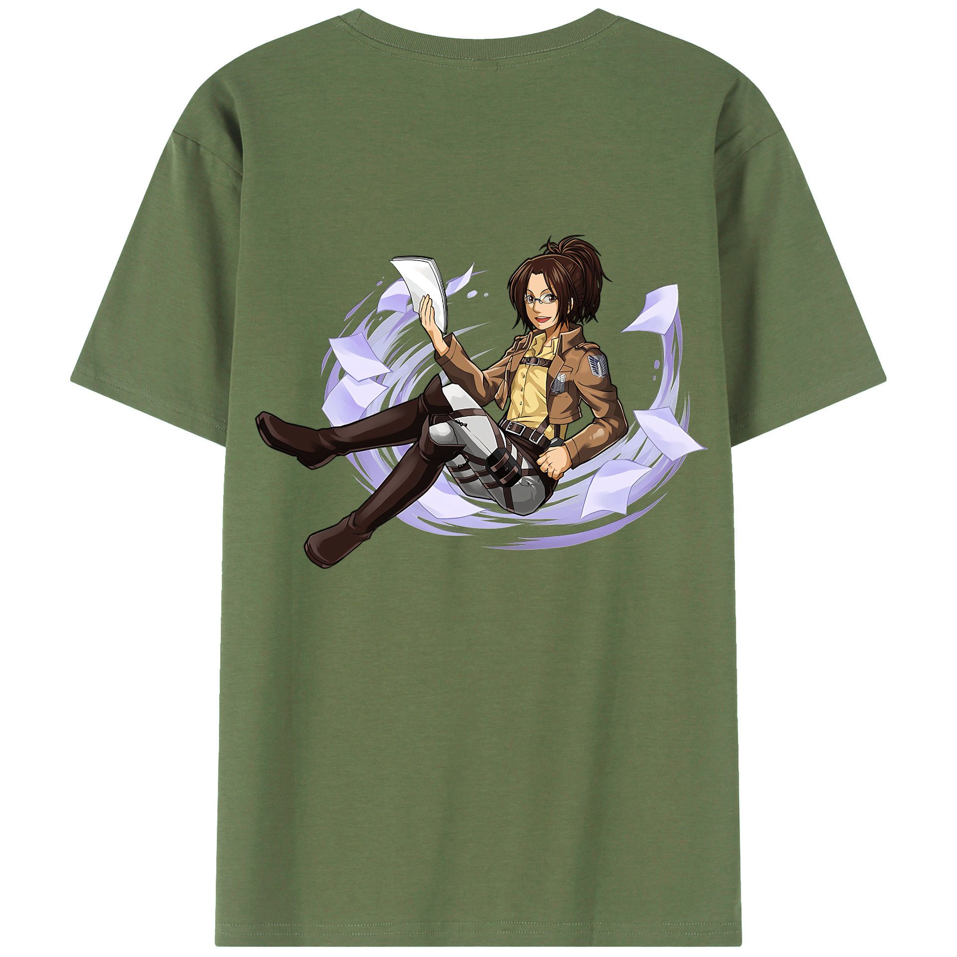 （画像用） 進撃の巨人 ハンジ·ゾエ Attack on Titan Hanji Zoe 綿100％ メンズ半袖Tシャツ（バックプリント） 通気性